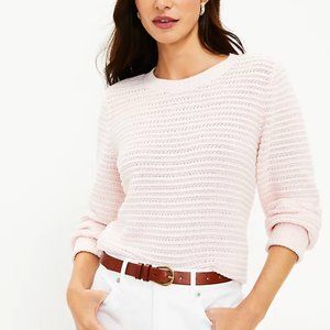 Loft Petite Crochet textured sweater crystal pink  XXSP